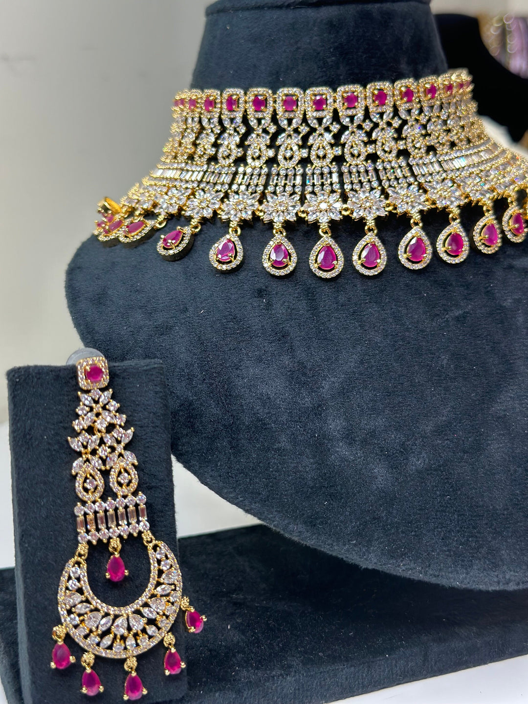 Jean Golden Ruby CZ Necklace ADset025