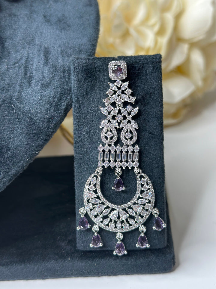 Jean CZ Silver Purple Necklace ADset025