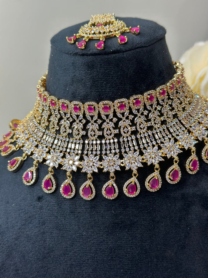 Jean Golden Ruby CZ Necklace ADset025