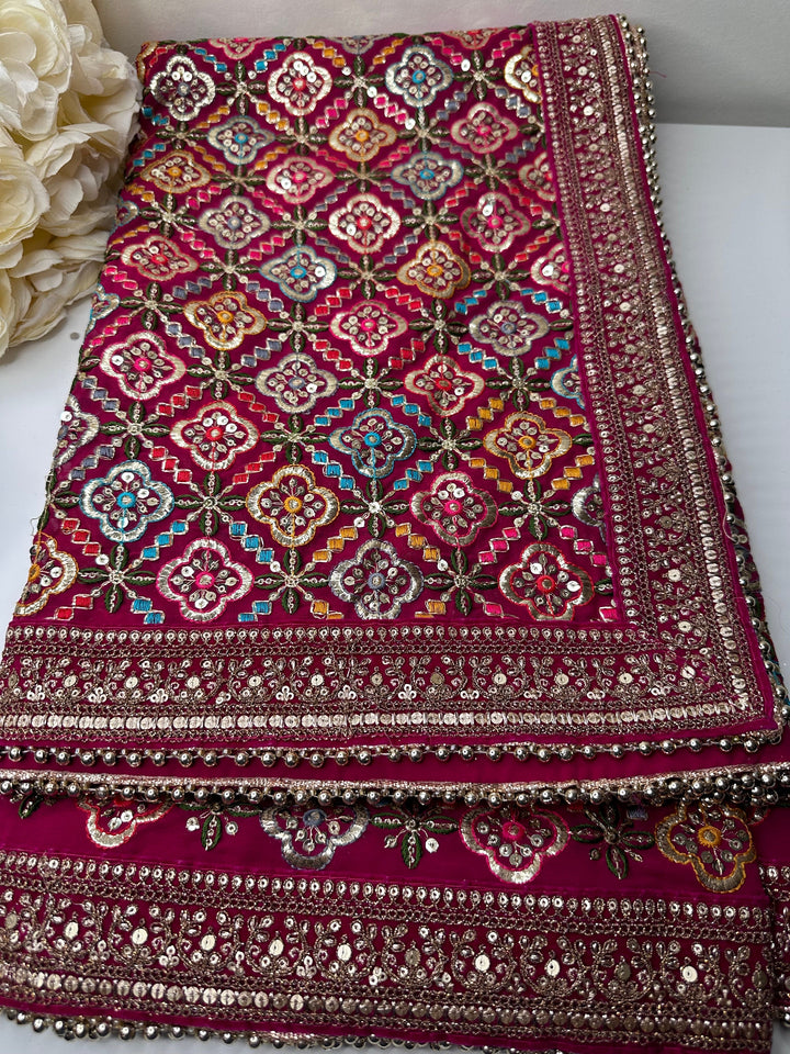 Traditional Embroidered Work Bridal Dupatta
