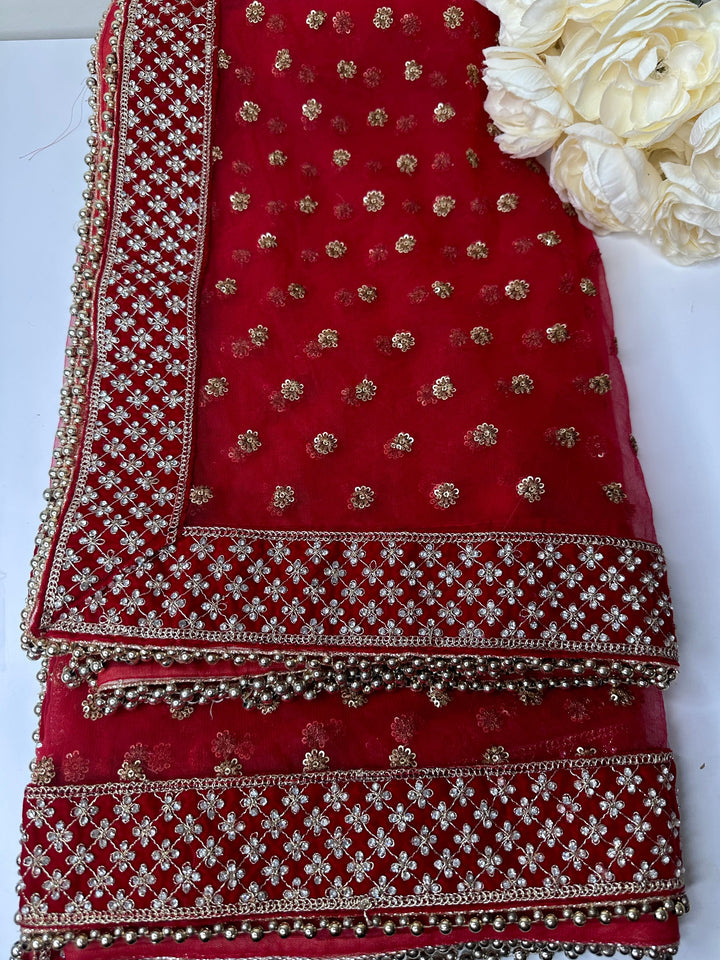 Traditional Embroidered Work Bridal Dupatta