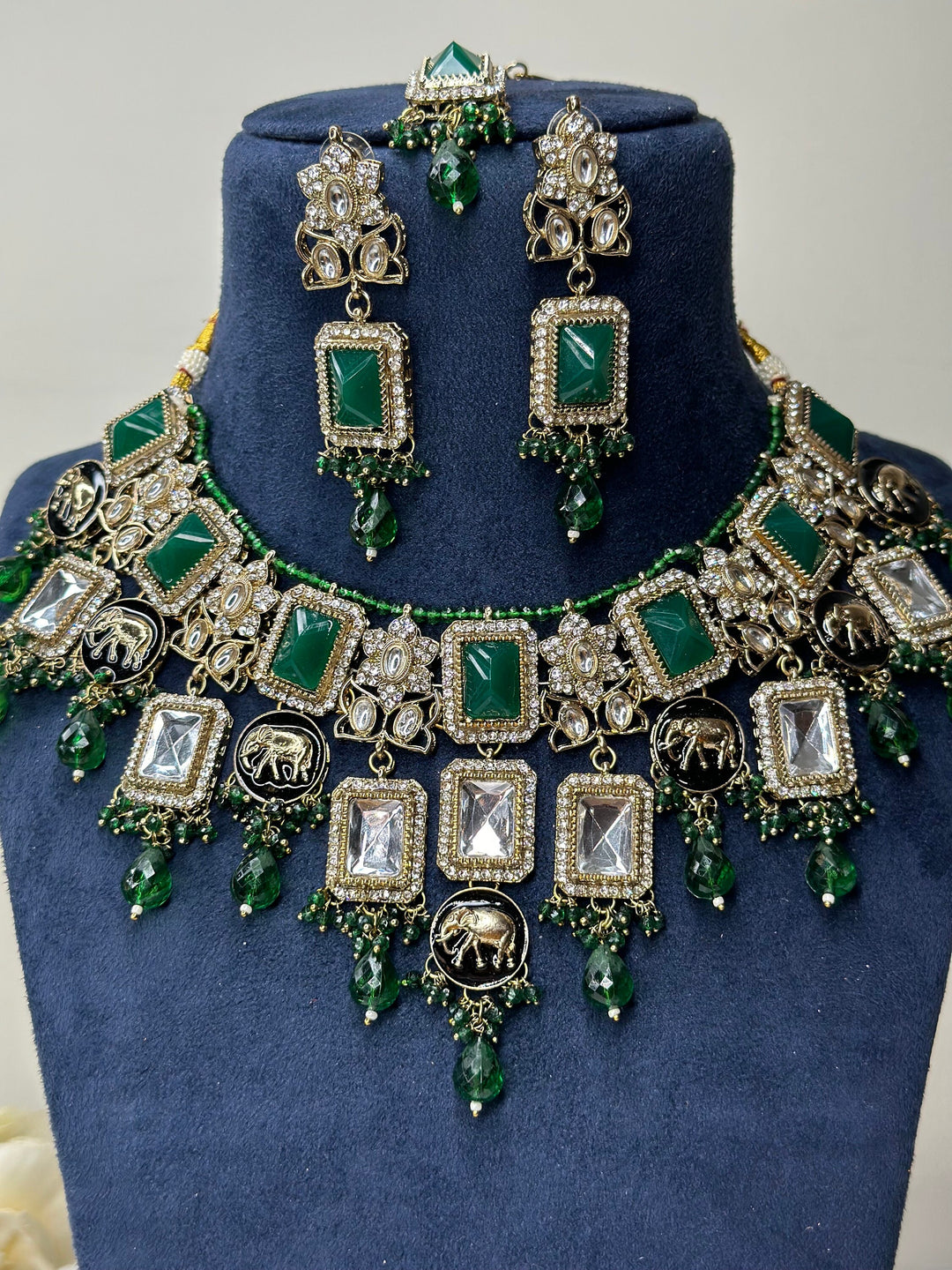 Izhaar Indian Polki Reverse AD L. Pink Color Necklace with Earrings Tikka / Wedding Jewelry/ Traditional Jewelry/Wedding set/Reverse Kavya