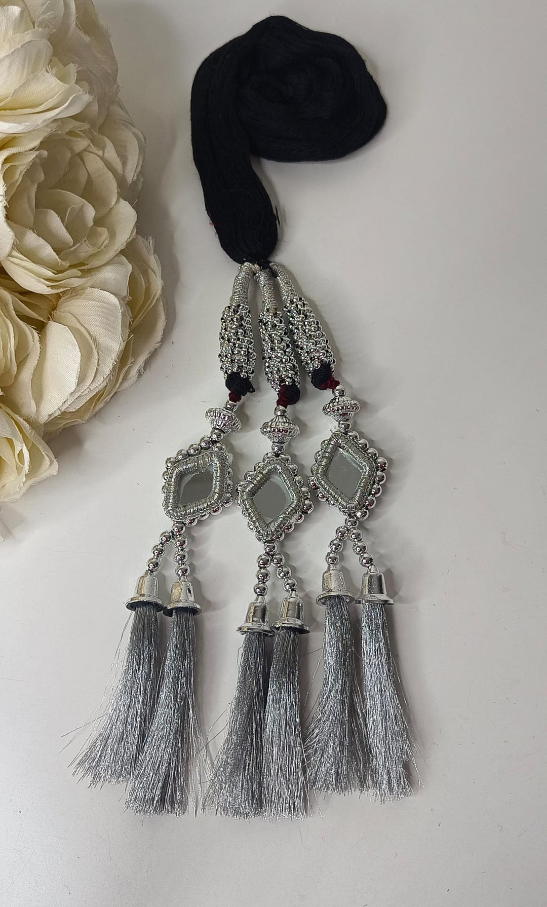 Izhaar Silver Color Traditional Punjabi Paranda/Parandi Hair Accessory