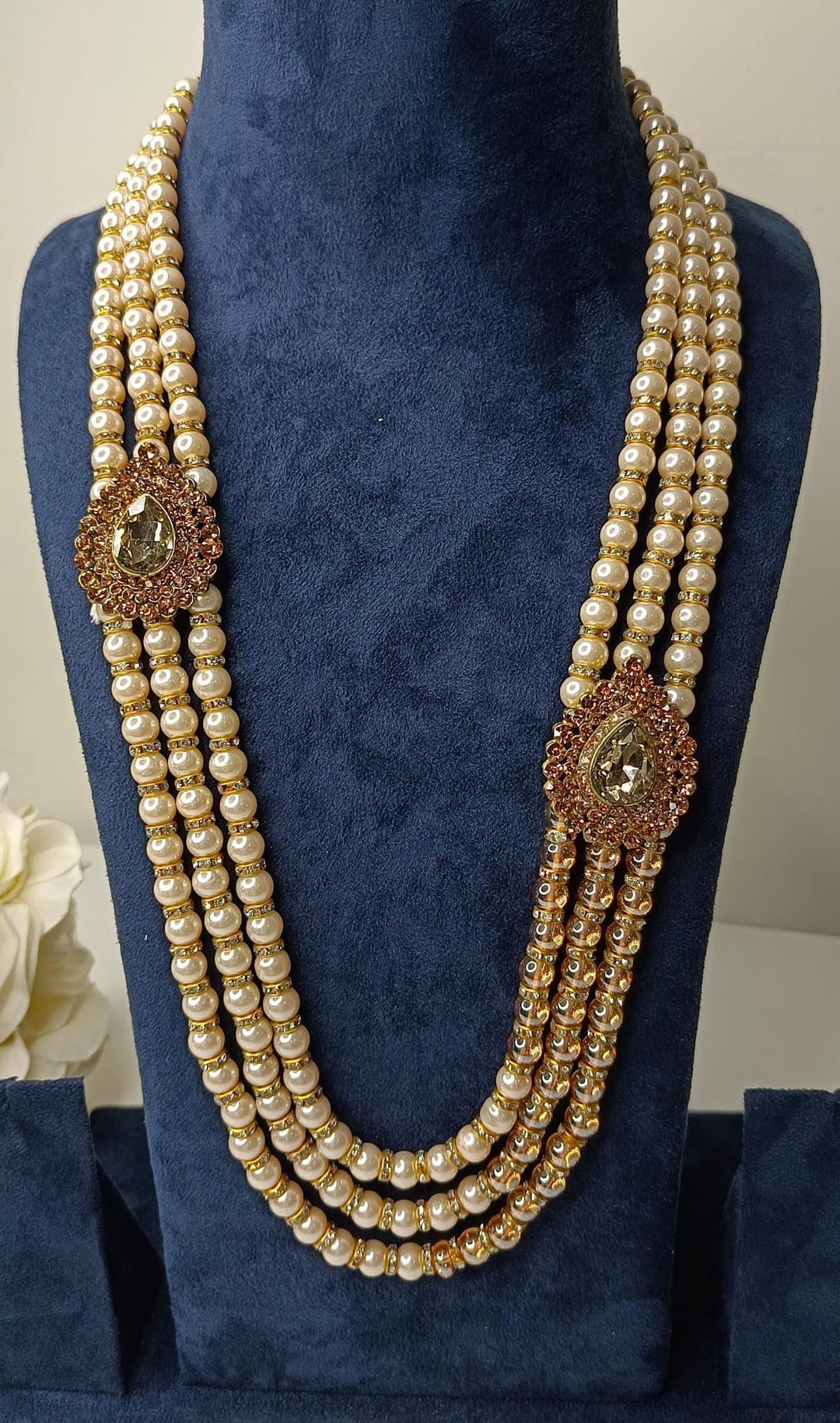 Izhaar Indian Groom Wedding Traditional Men necklace Handmade Jewelry Three Layers Mala