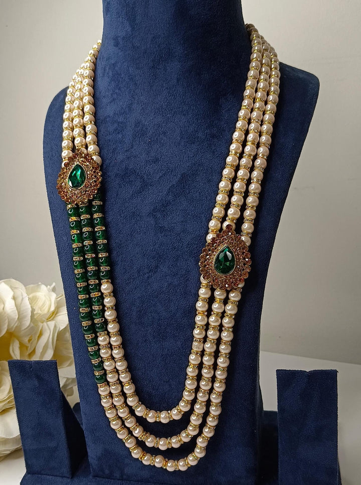 Izhaar Indian Groom Wedding Traditional Men necklace Handmade Jewelry Three Layers Mala
