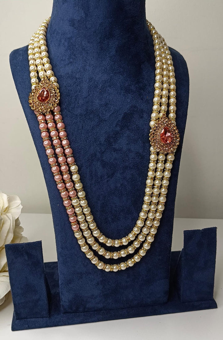 Izhaar Indian Groom Wedding Traditional Men necklace Handmade Jewelry Three Layers Mala