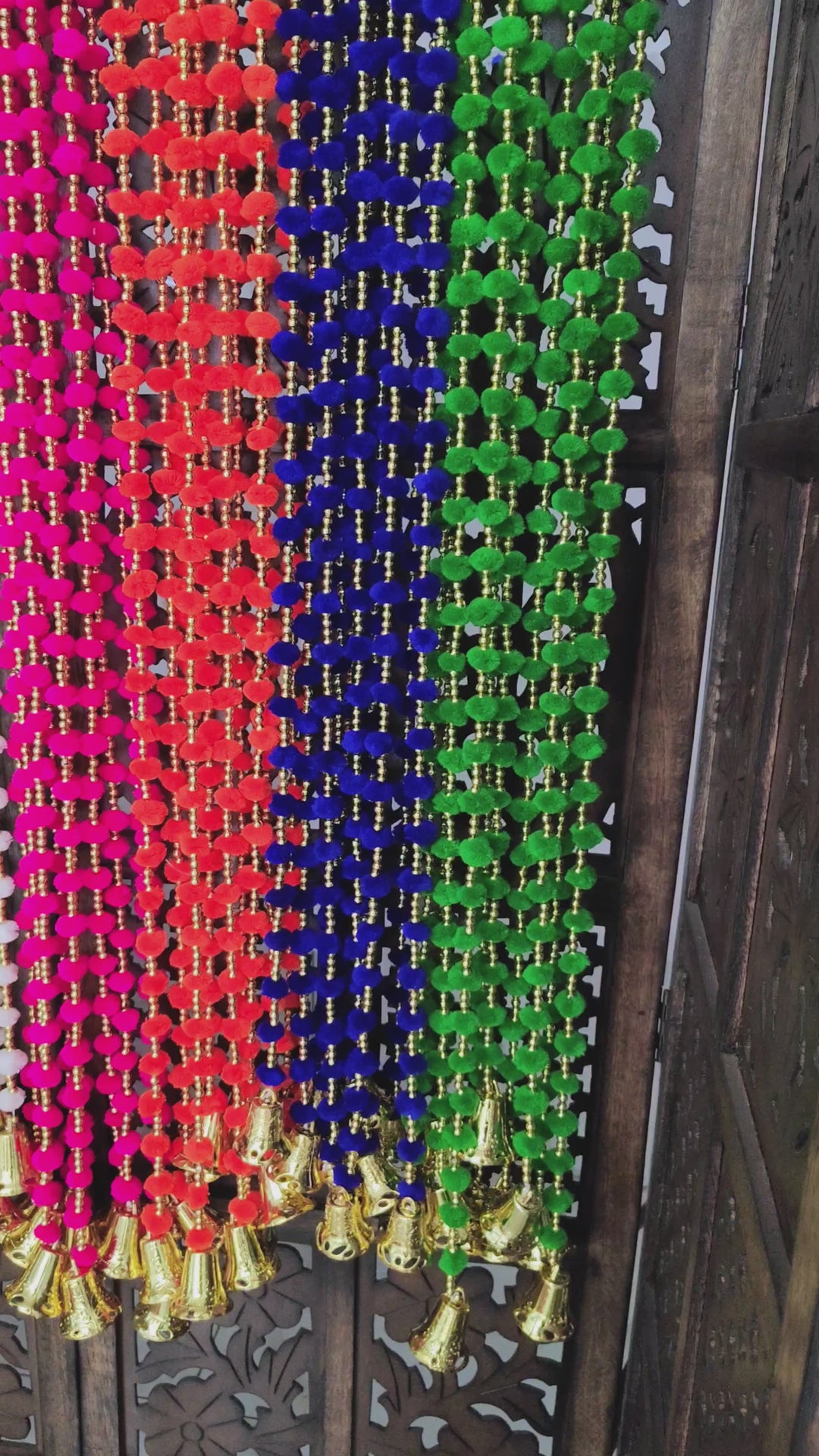 Pompon Garland With Beads ( Pack of 5 Strings)
