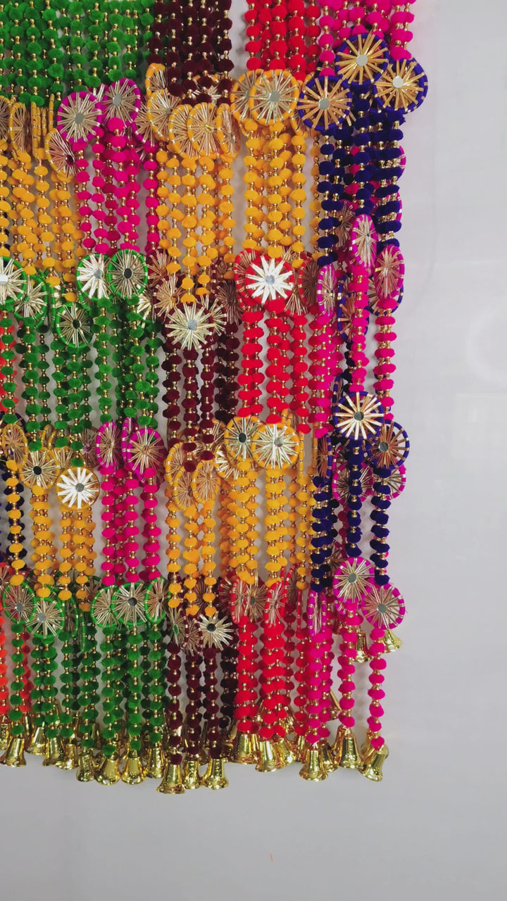 Pom Pom Garland With Chakri (Pack of 5 Strings)